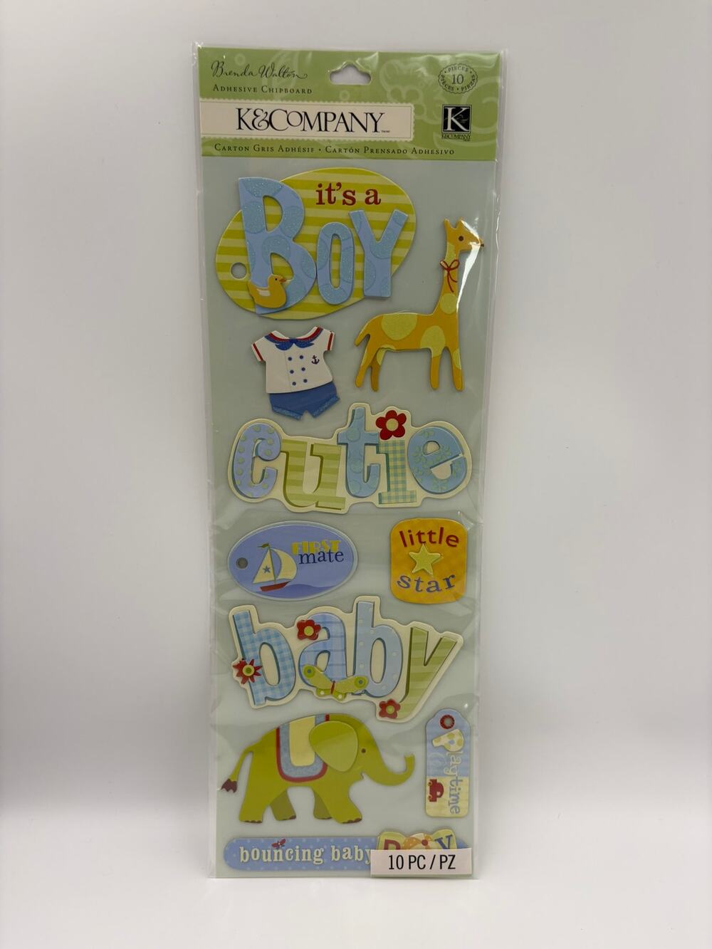 &Company Brenda Walton Baby Boy Adhesive Chipboard 10pc Scrapbook Embellishments